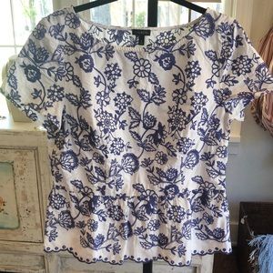 Talbots Embroidered Floral Peplum Top